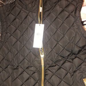 NWT Calvin Klein size small quilted vest gold zippers & black material